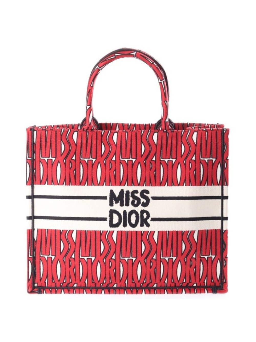 Dior Miss All Over Book Tote Handbag Red Canvas